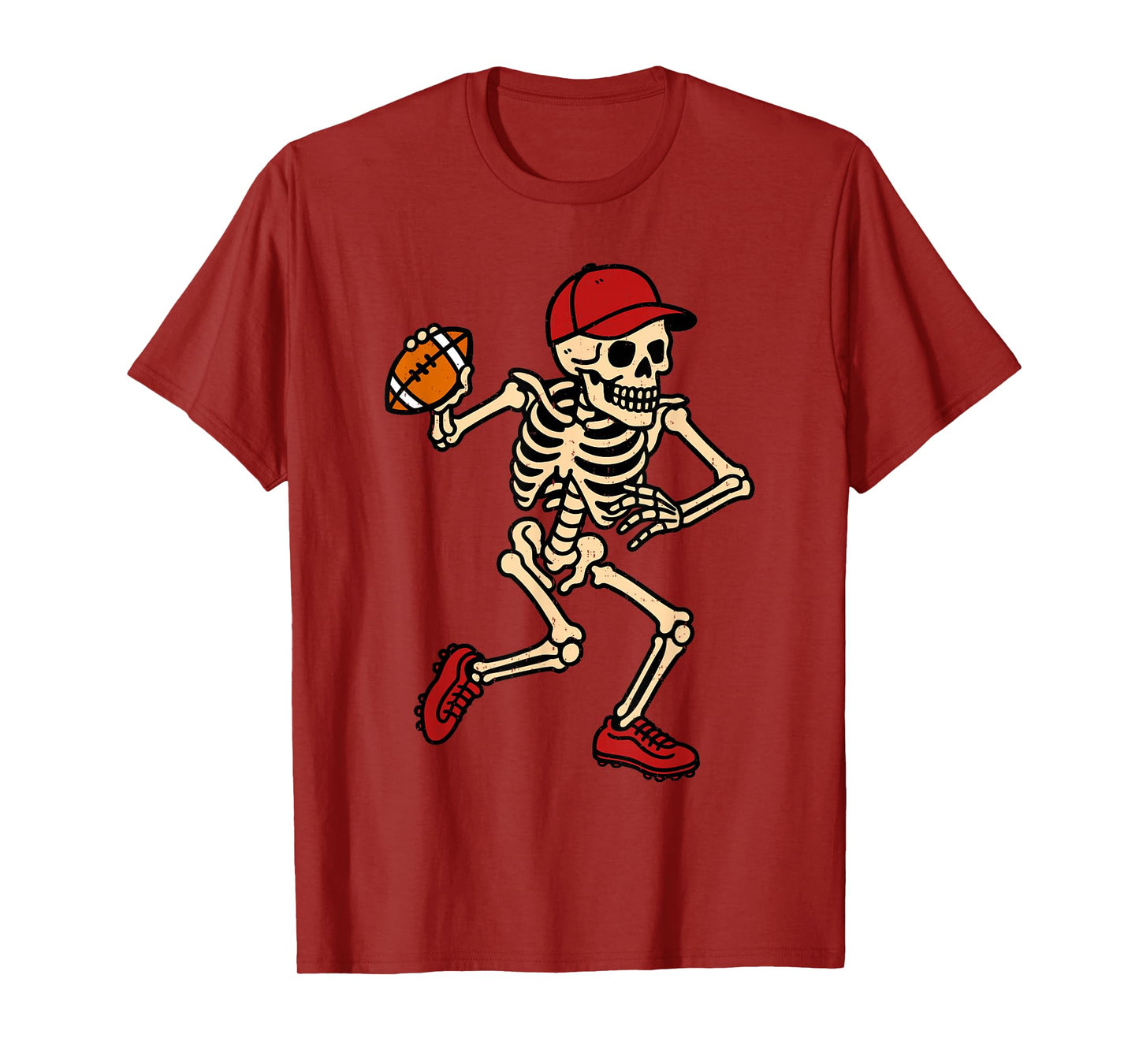 Skeleton Football Halloween Costume Spooky Sport Player T-Shirt