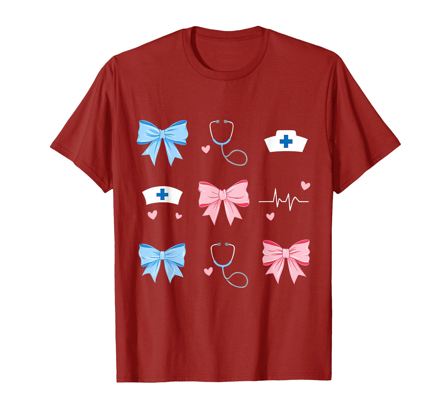 Pink Nurse Stethoscope Coquette Aesthetic Bow T-Shirt