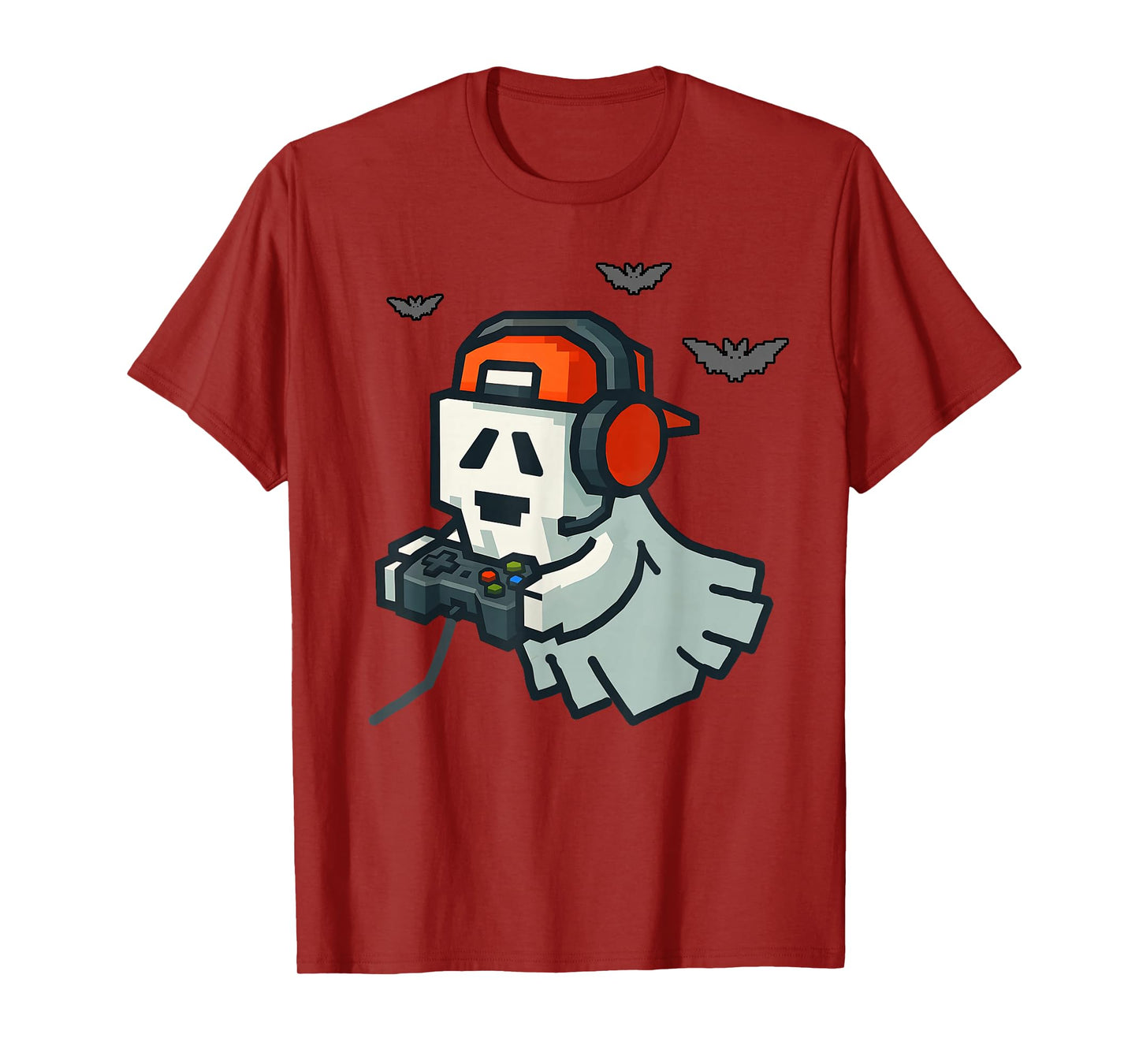 Halloween Ghost Gamer Funny Pixel Video Gaming Boys Men Kids T-Shirt