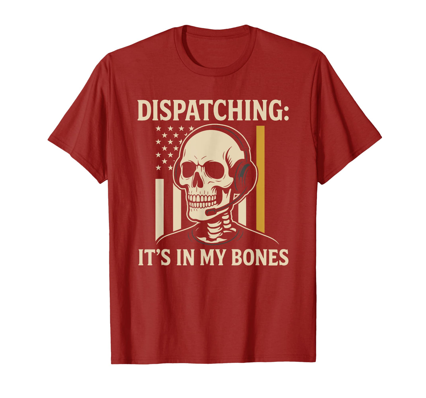 Funny Dispatcher Skeleton Police Dispatch Thin Gold Line T-Shirt