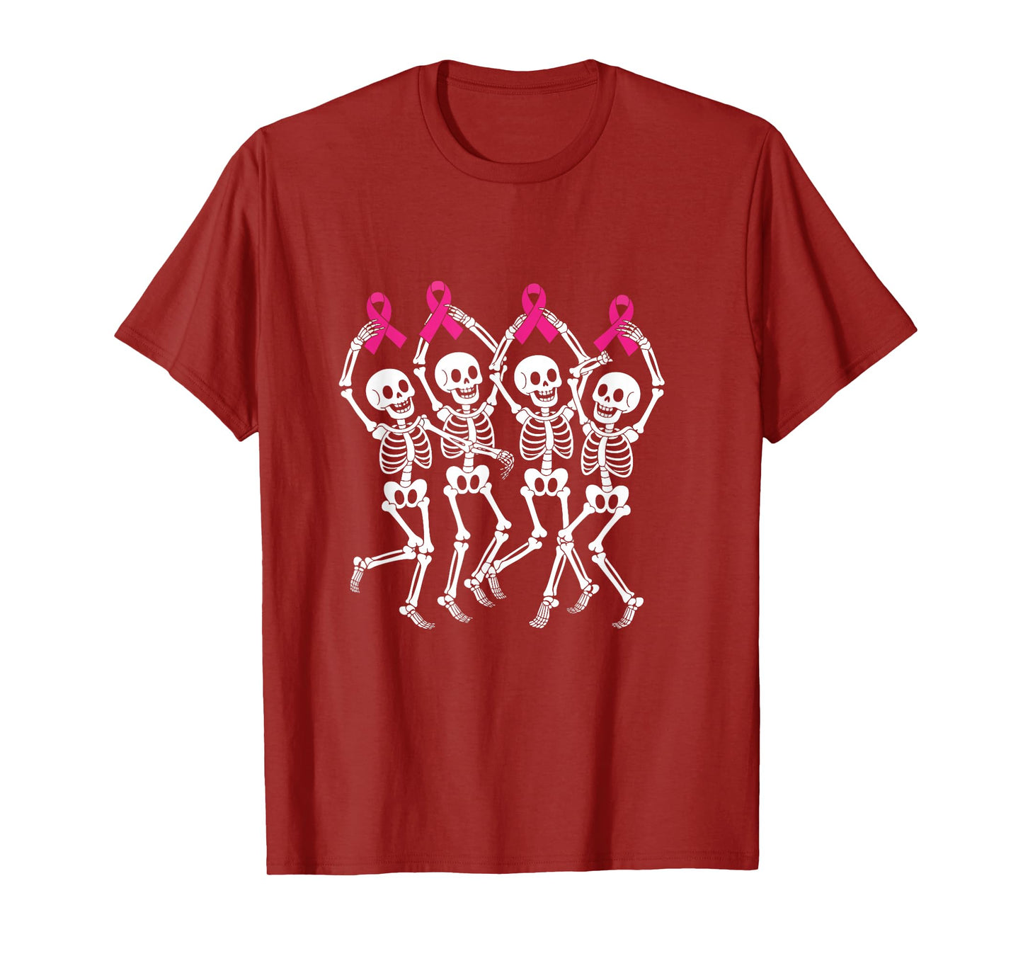 in October We Wear Pink Cancer Awareness Halloween Skeleton T-Shirt