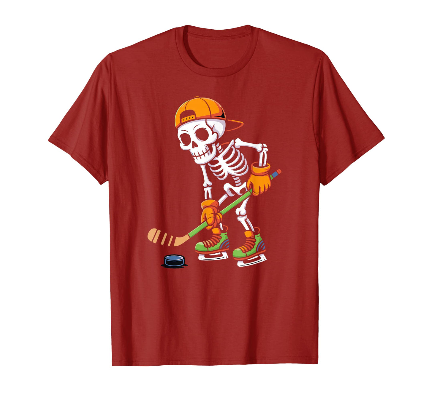 Skeleton Ice Hockey Halloween Costume Men Boys Hockey T-Shirt