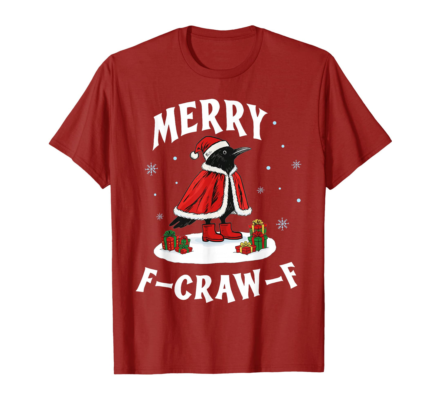Christmas Black Crow, Merry F-Caw-F Funny Black Bird Vintage T-Shirt
