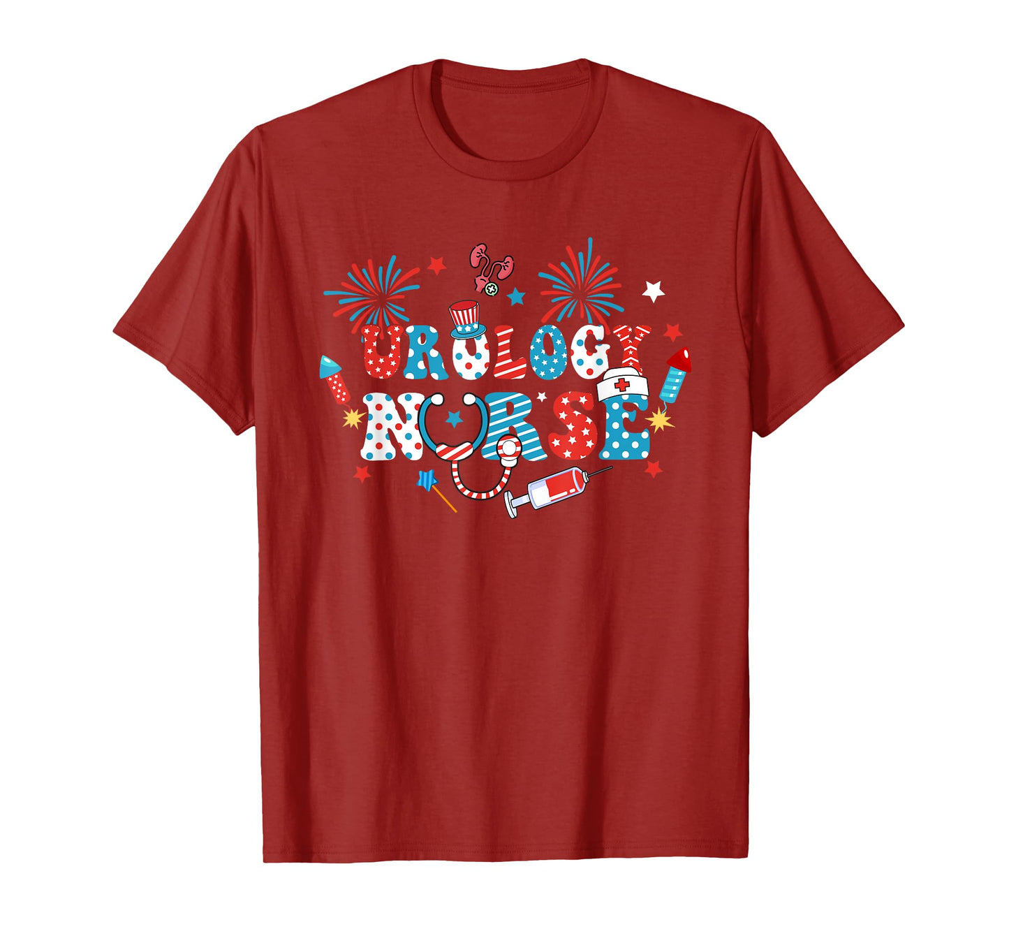 America USA Fireworks Urology Nurse Happy 4th Of July Women Men T-Shirt