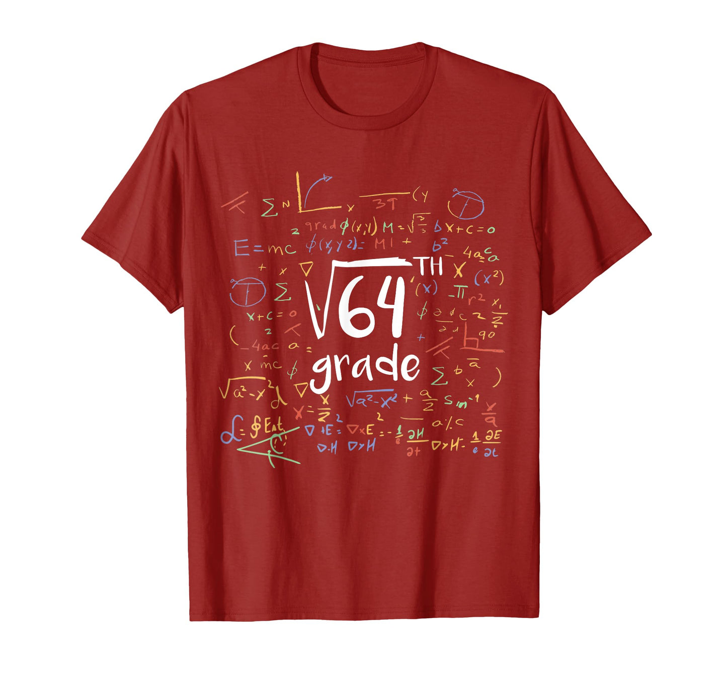 First Day Of School 8th Grade Square Root Of 64 Math Teacher T-Shirt for Men Women Kids