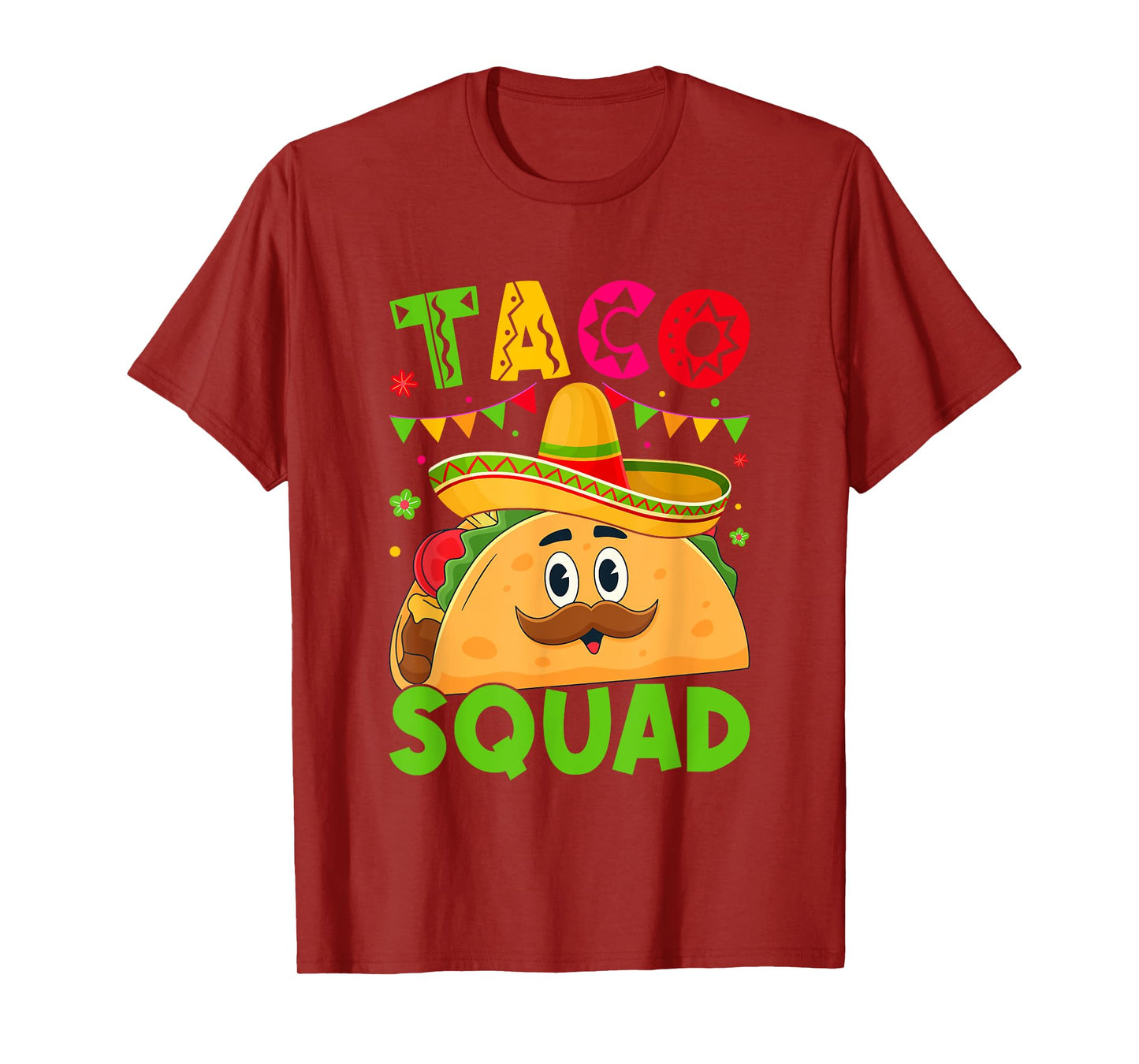Taco Squad Sombrero Cartoon Fun T-Shirt