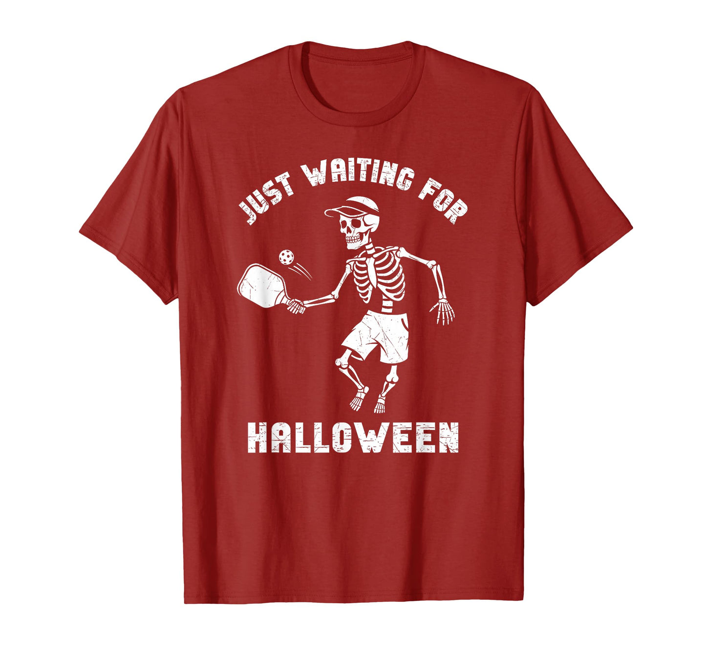 Just Waiting for Halloween Skeleton Pickle Ball Player T-Shirt
