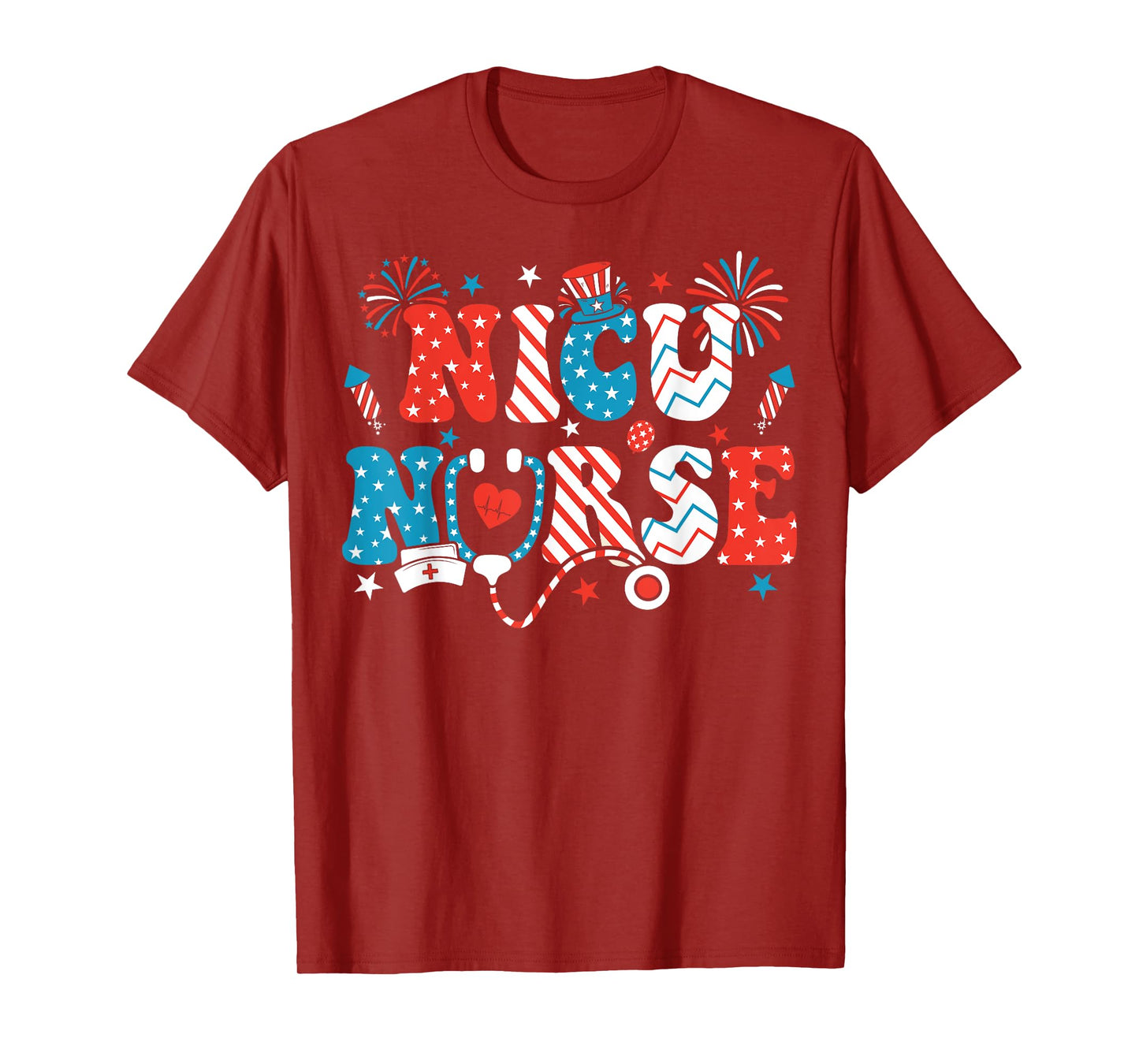 NICU Nurse 4th Of July American Flag Patriotic Nicu Nurse T-Shirt