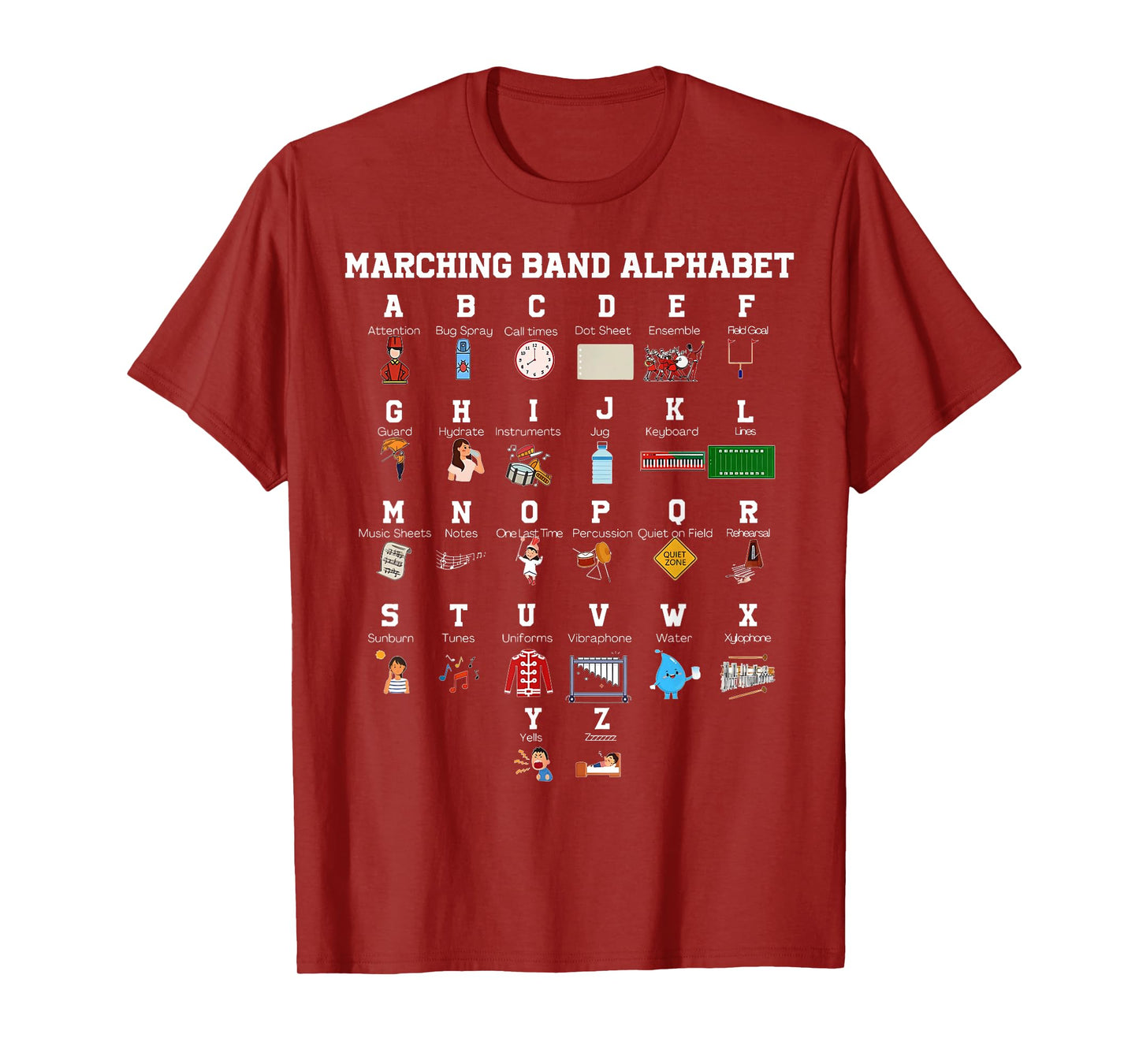 Funny Marching Band Alphabet Band Camp Student Camp T-Shirt