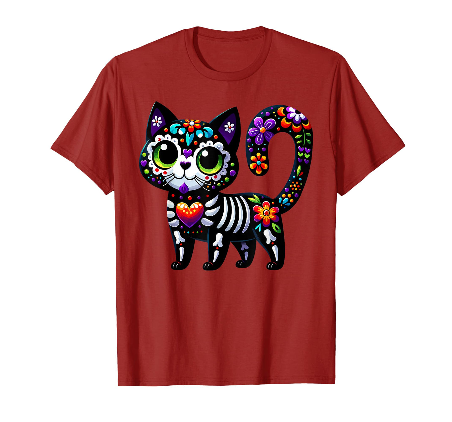 Dia De Los Muertos Cinco De Mayo Cat Sugar Skull Men Women T-Shirt