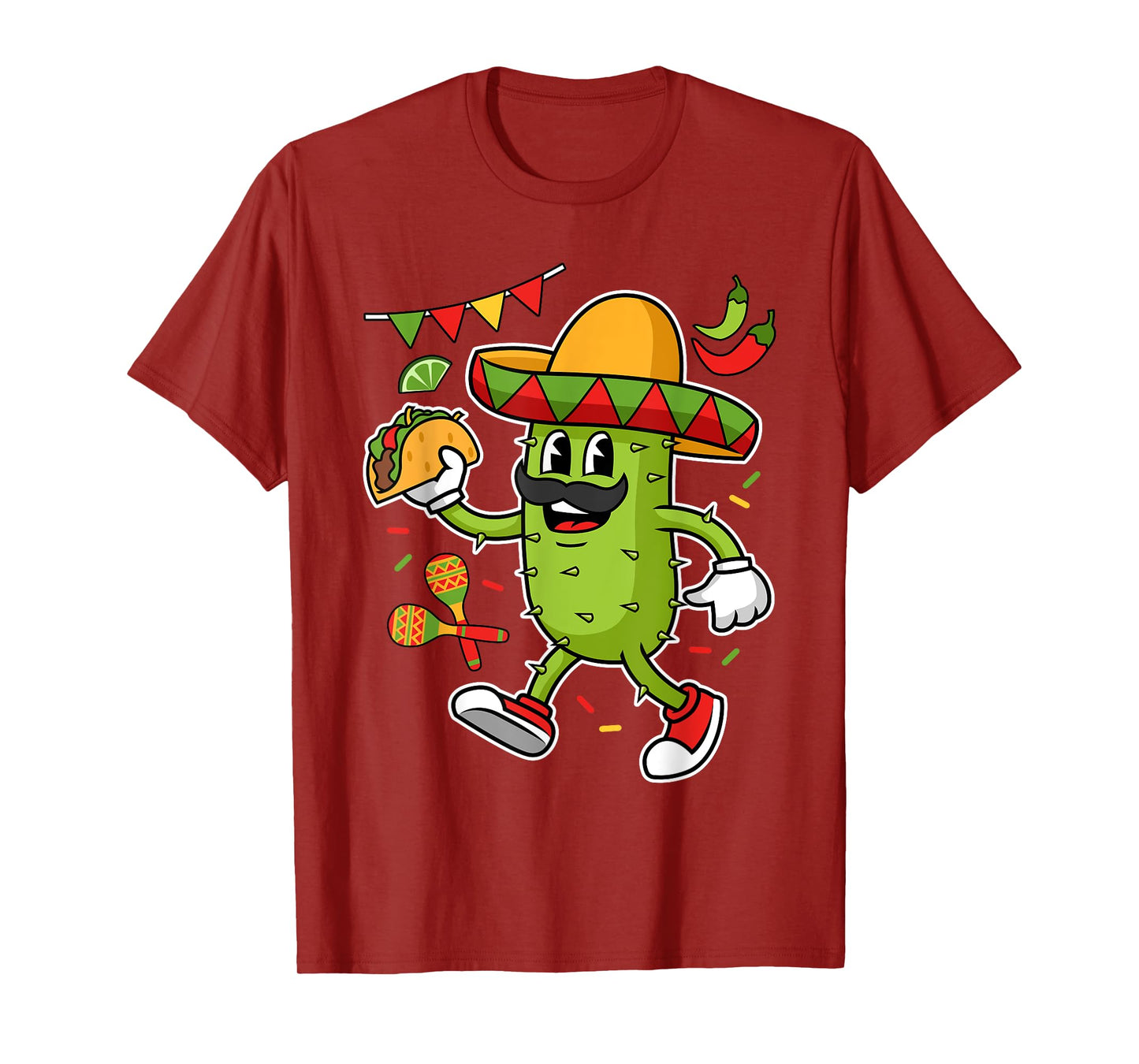 Mexico Maracas Sombrero Hat Tacos Cactus T-Shirt