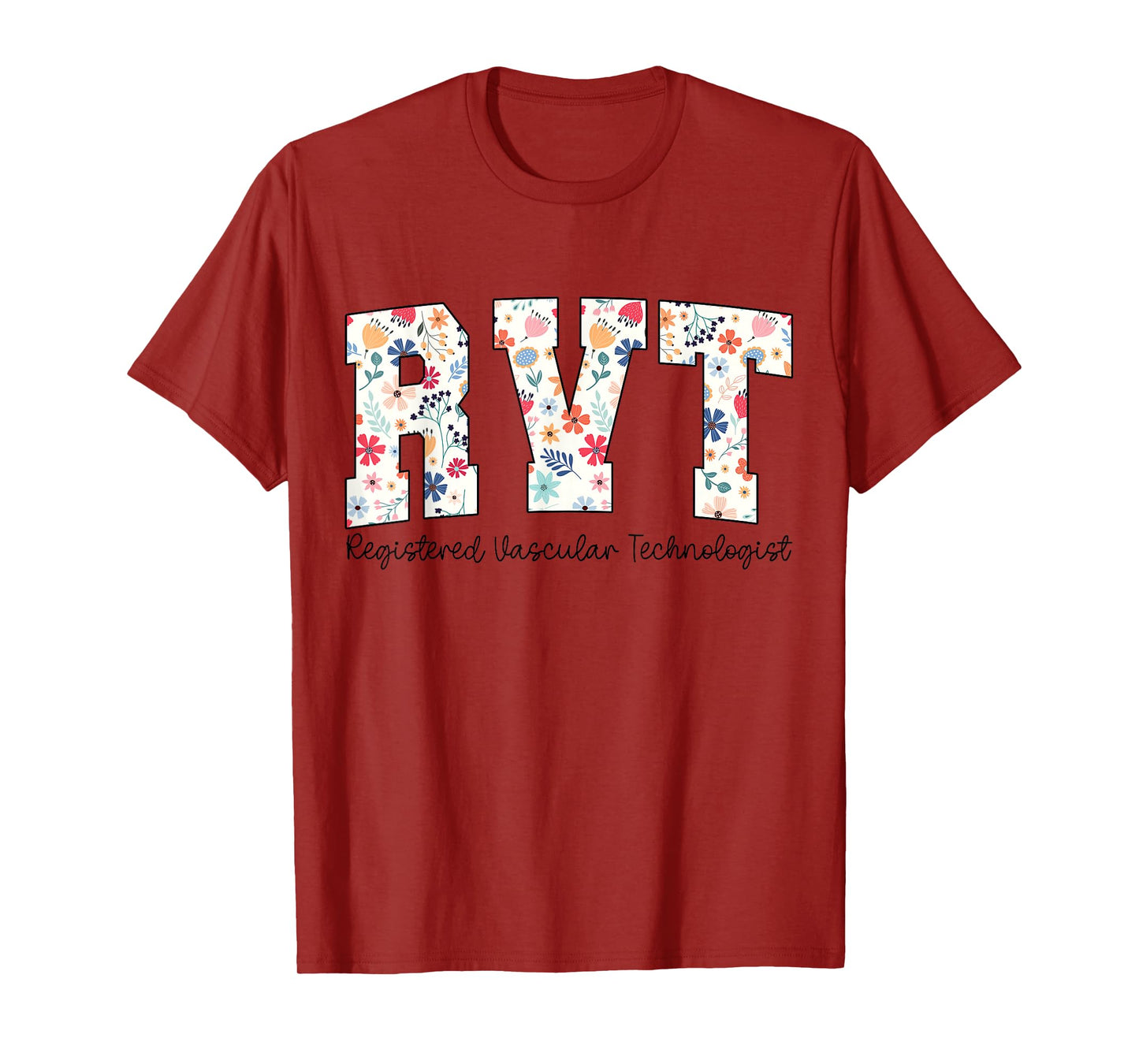 Floral Registered Vascular Technologist Ultrasound Flowers T-Shirt
