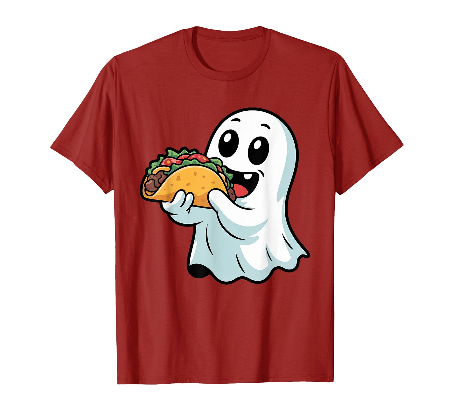 Halloween Boo Ghost Eating Tacos Kids Boys Trick or Treat T-Shirt