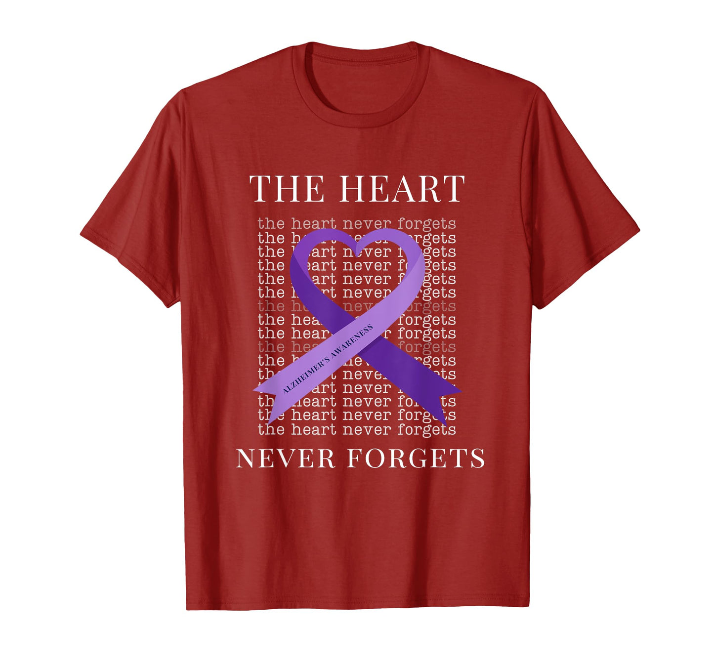 Alzheimer's Awareness The Heart Never Forgets Purple Support T-Shirt