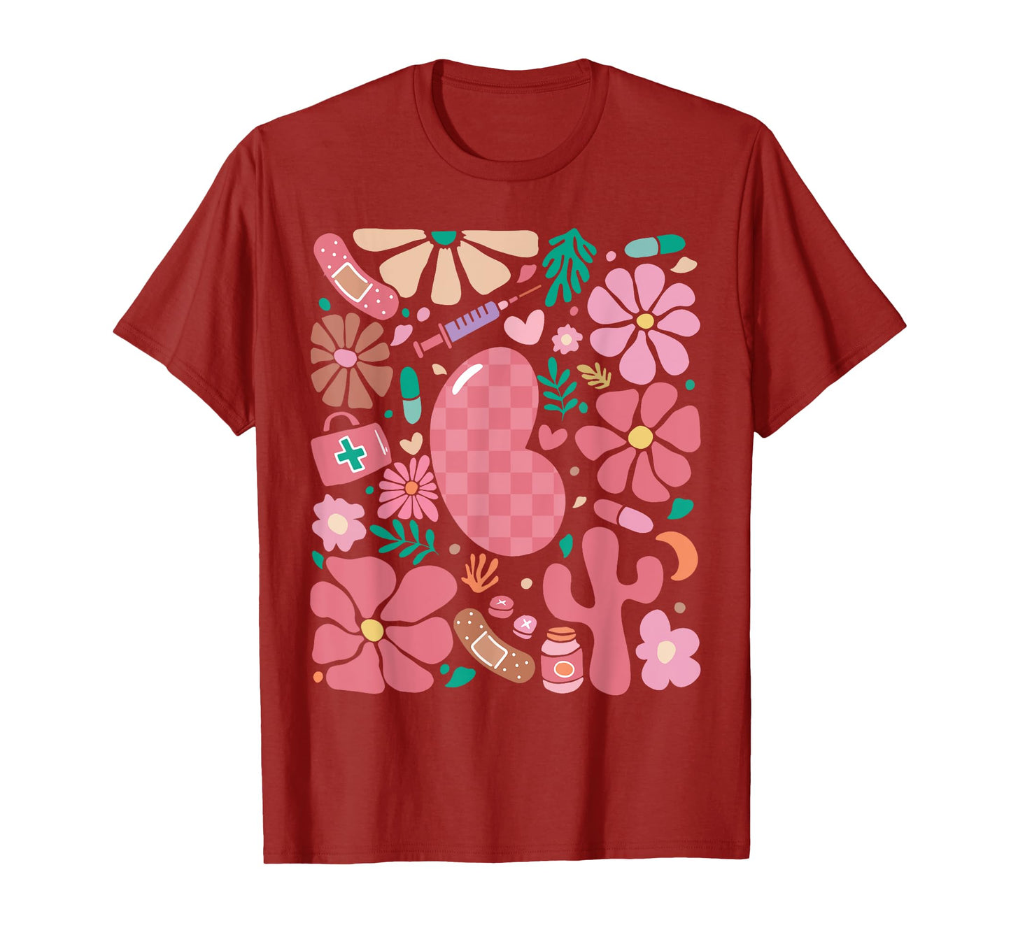 Boho Floral Kidney Nurse Summer Nephrology Dialysis RN Nurse T-Shirt