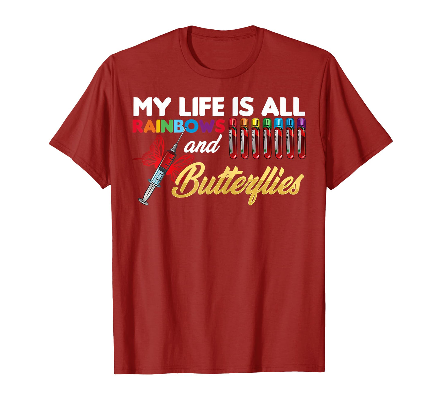 Reaction Glass Butterfly Rainbow Phlebotomy Laboratory T-Shirt