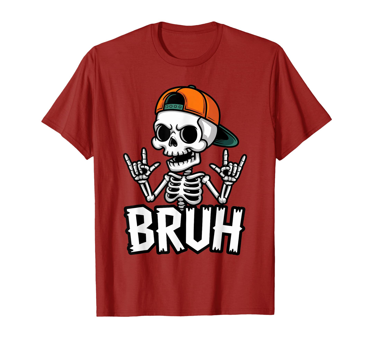 Halloween Skeleton Bruh Rock Hand Funny Toddler Boys Kids T-Shirt