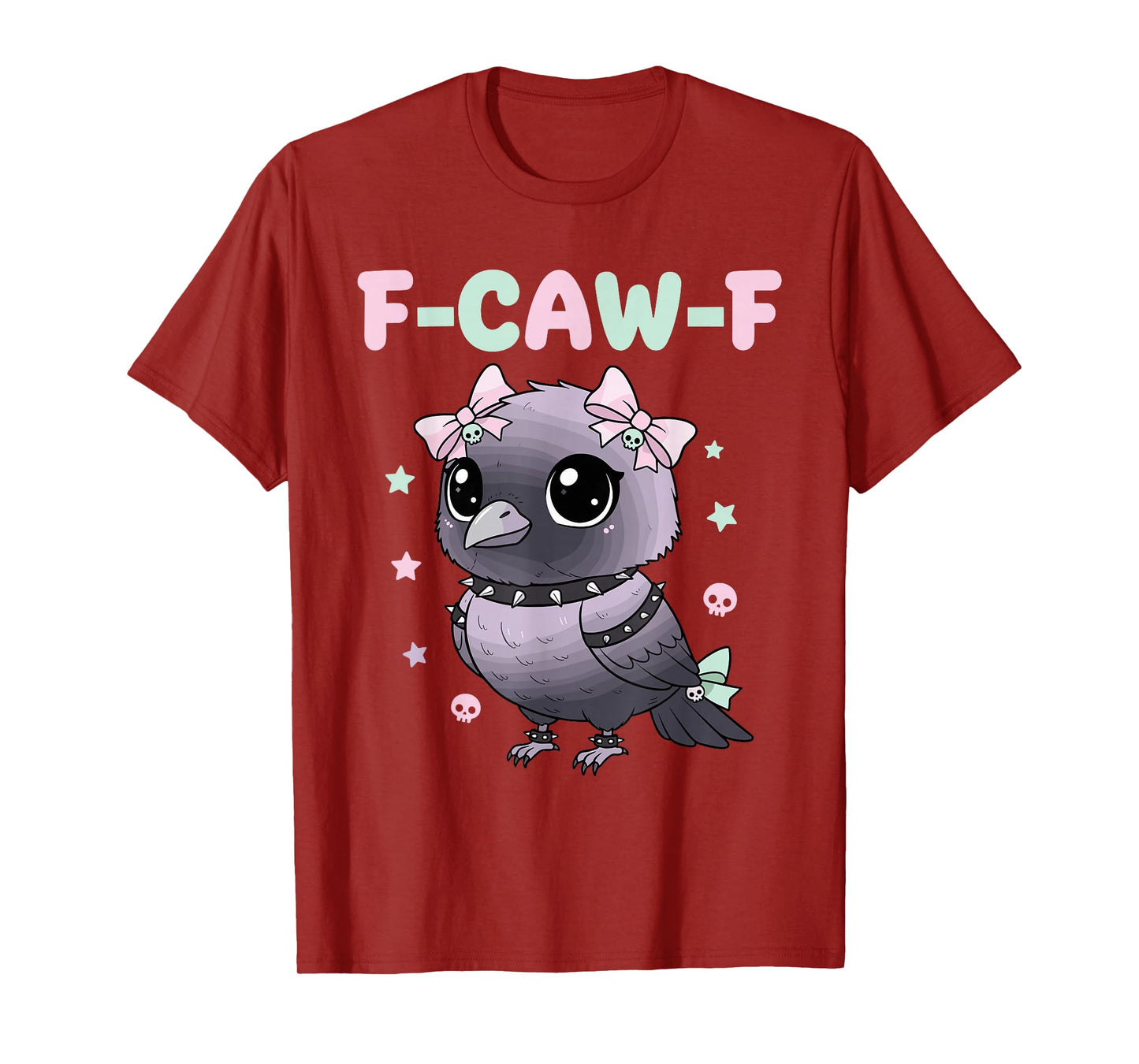 Kawaii Pastel Goth Black Crow F-Caw-F Funny Gothic Humor T-Shirt