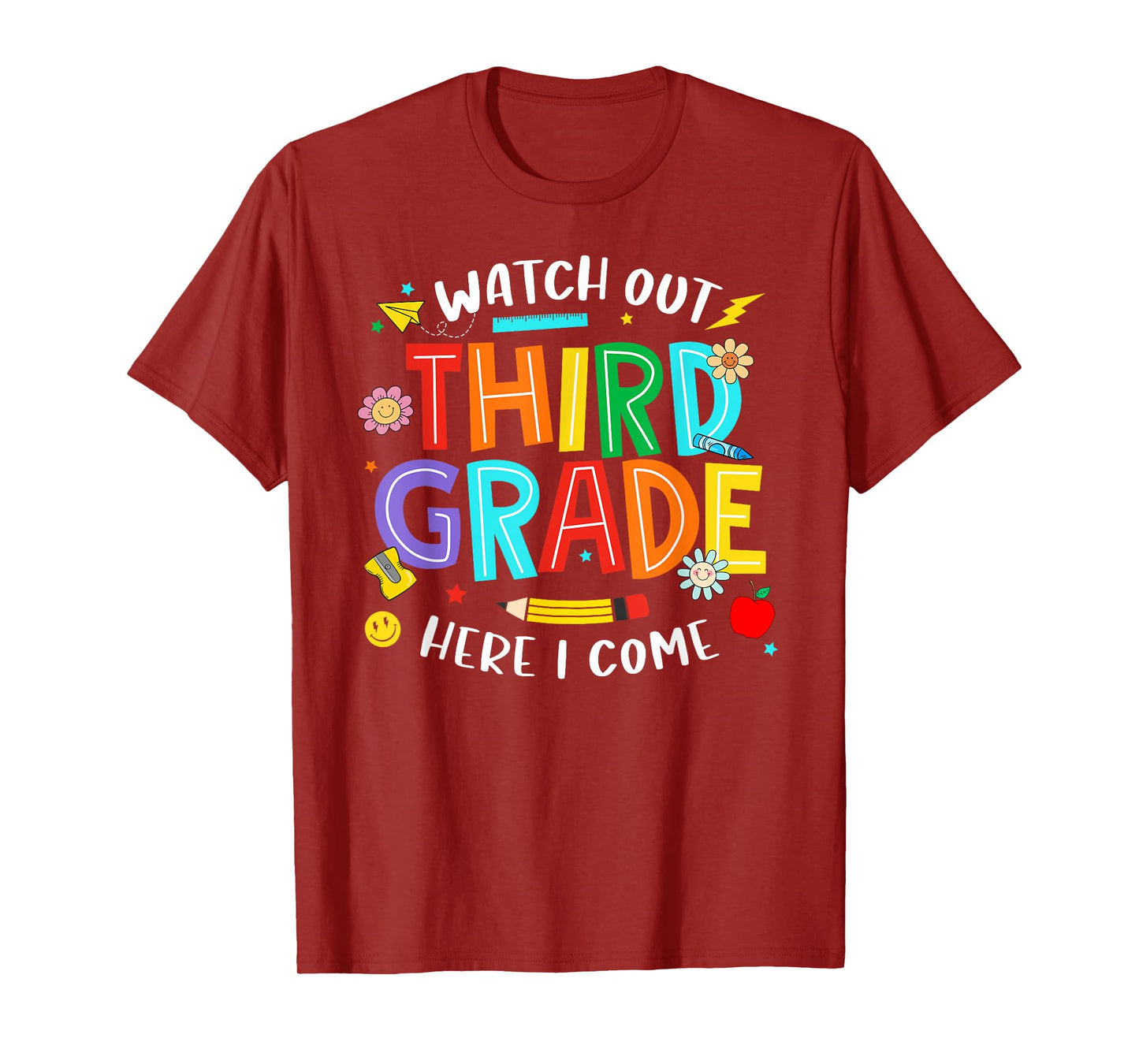 Watch Out Third Grade Here I Come 3rd Grade Back To School T-Shirt