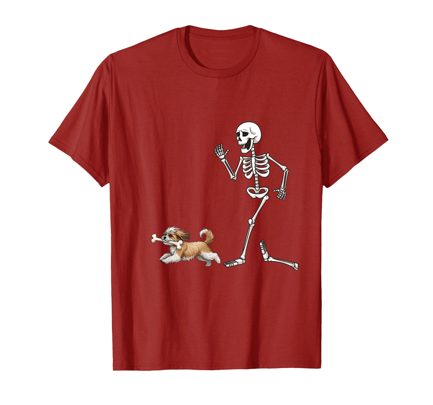 Funny Halloween Lhasa Apso and Skeleton T-Shirt