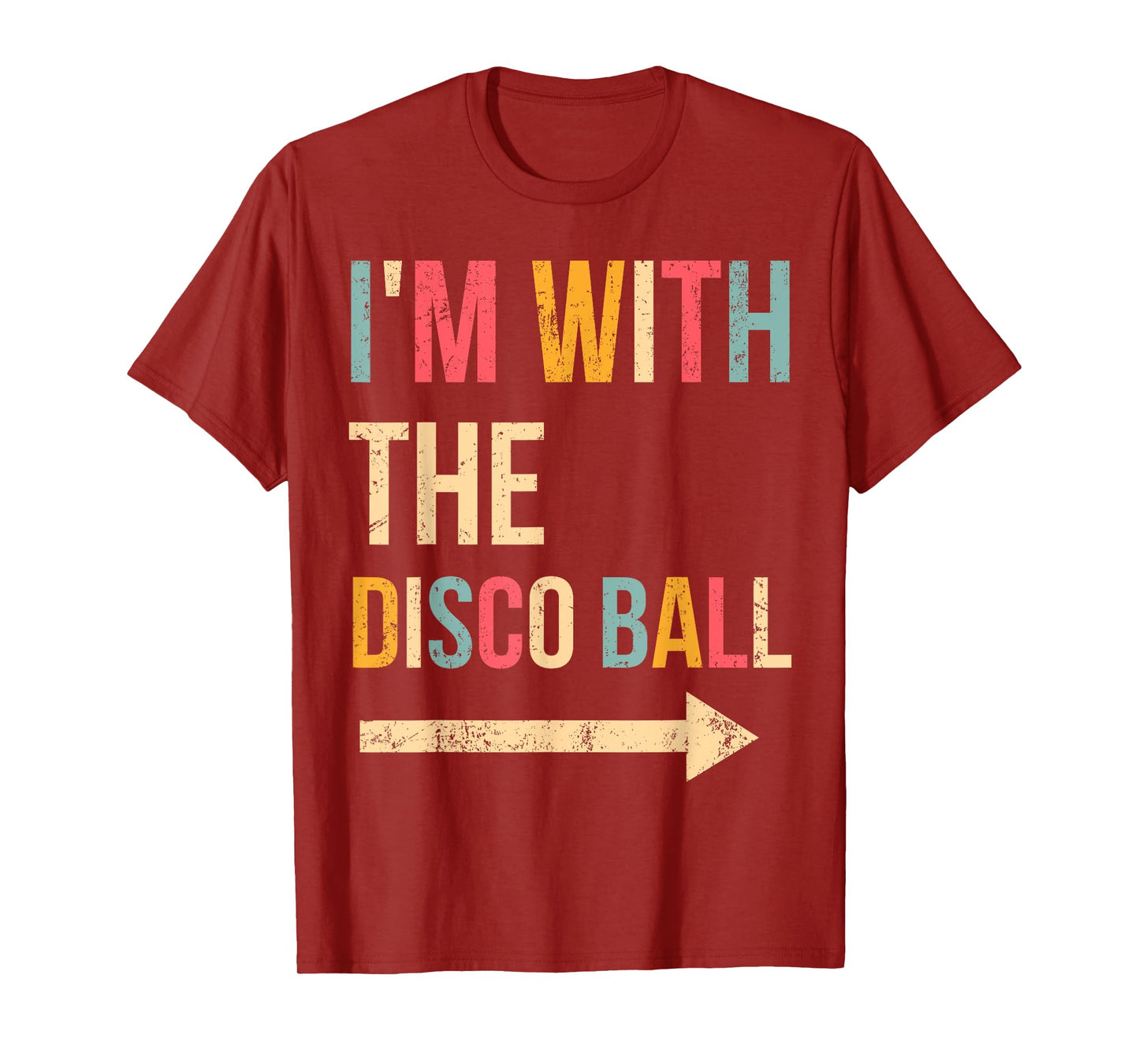 I'm With The Disco Ball Halloween Lazy DIY Costume Party T-Shirt, Small, Black