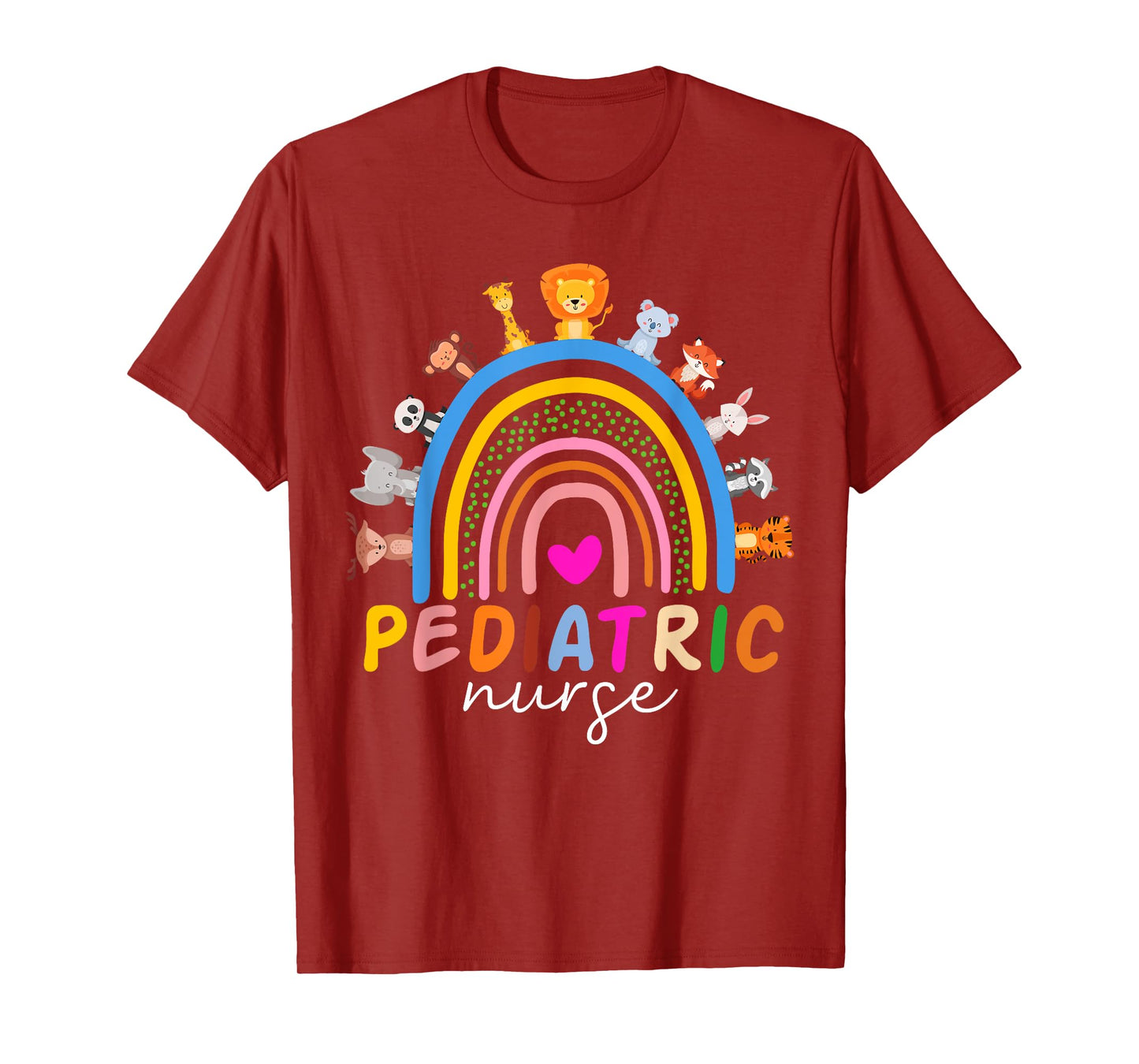 Pediatric Nurse PEDS RN Pediatrician Animals Rainbow Nursing T-Shirt