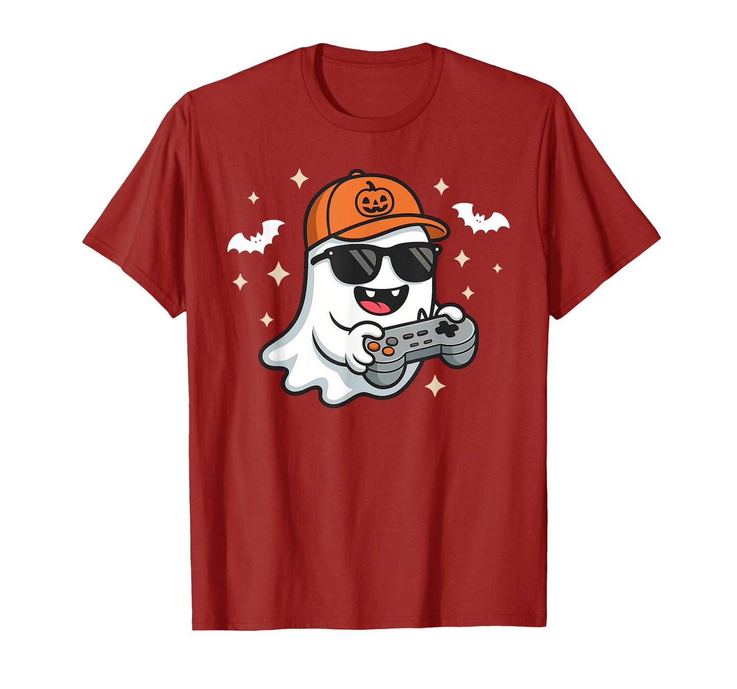 Funny Ghost Playing Video Game Halloween Gaming Boys Men T-Shirt