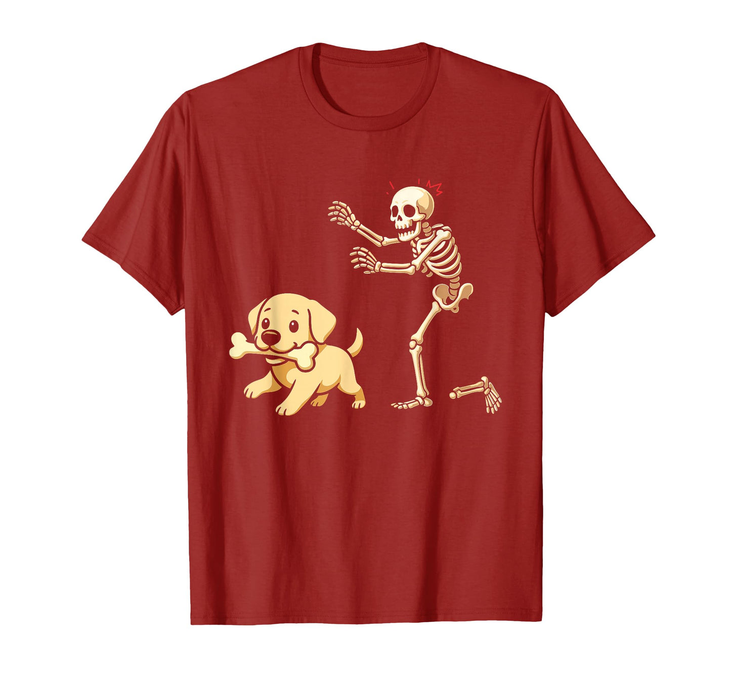 Halloween Dog Funny Skeleton Chasing Labrador Retriever T-Shirt