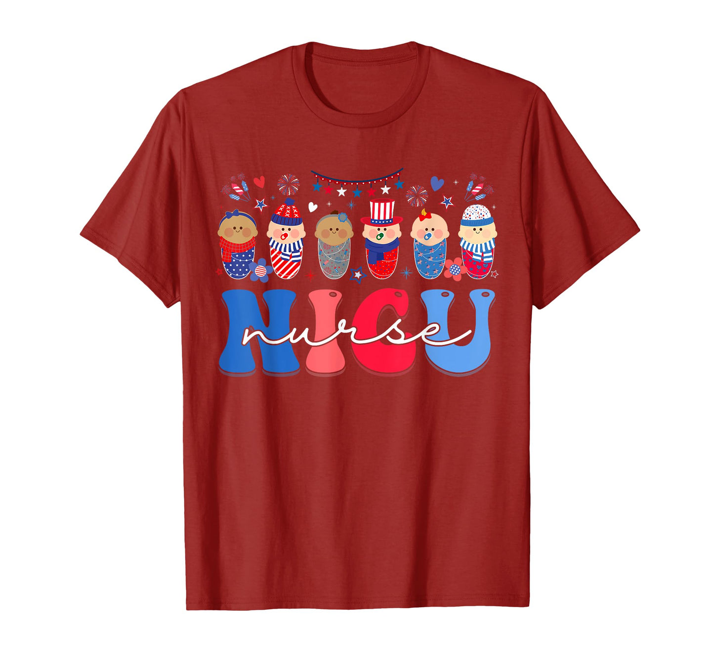 NICU Nurse Neonatal Intensive Care Unit Nurse 4th Of July T-Shirt for Women Men
