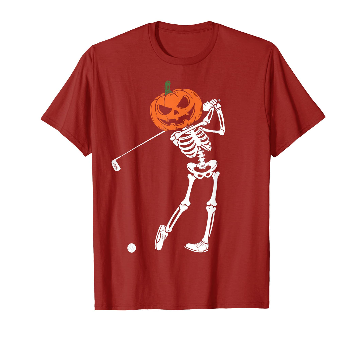 Funny Halloween Skeleton Playing Golf Player Pumpkin Costume T-Shirt