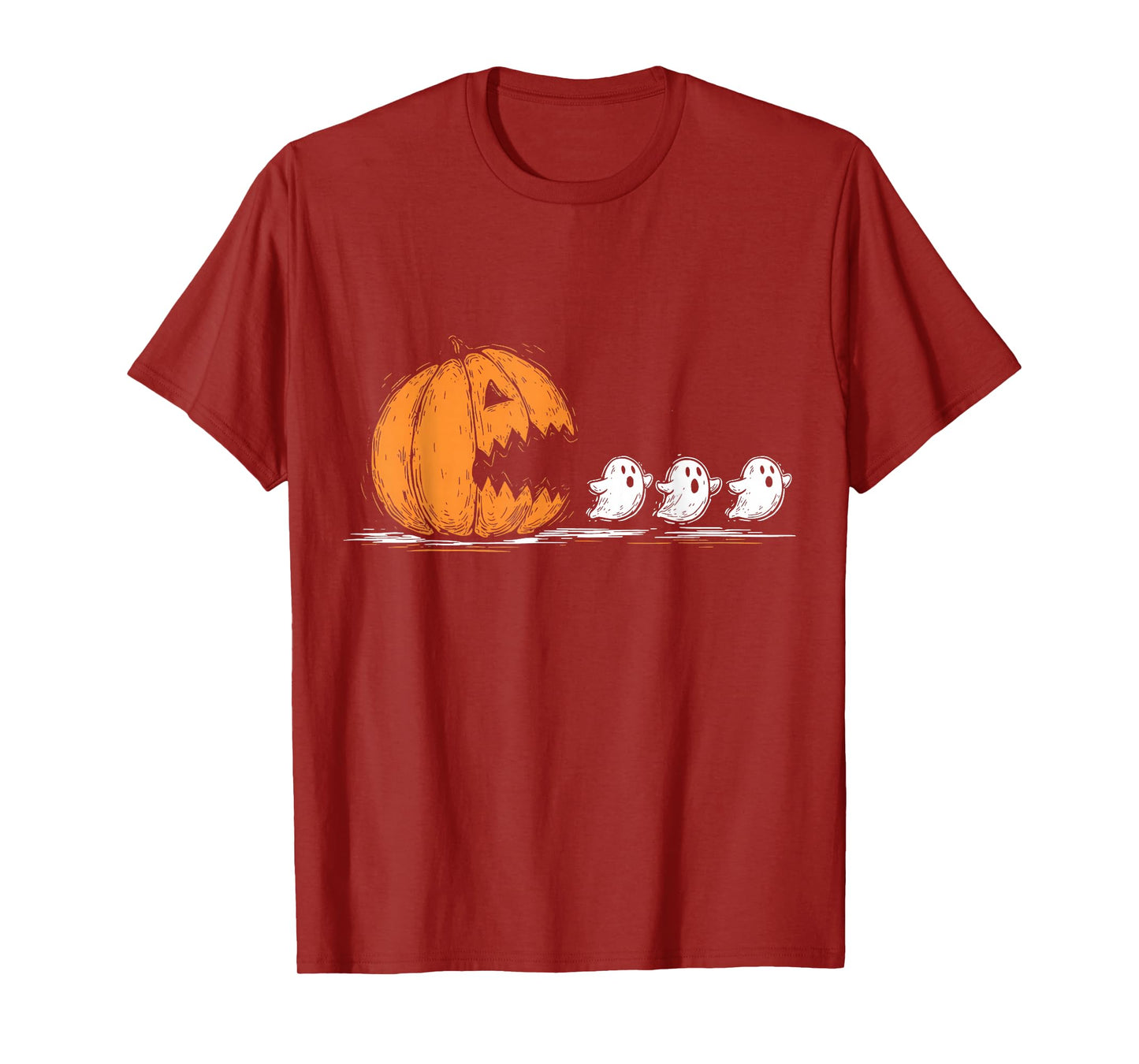 Halloween Funny Gamer Pumpkin Eating Ghost Spooky Men Women T-Shirt