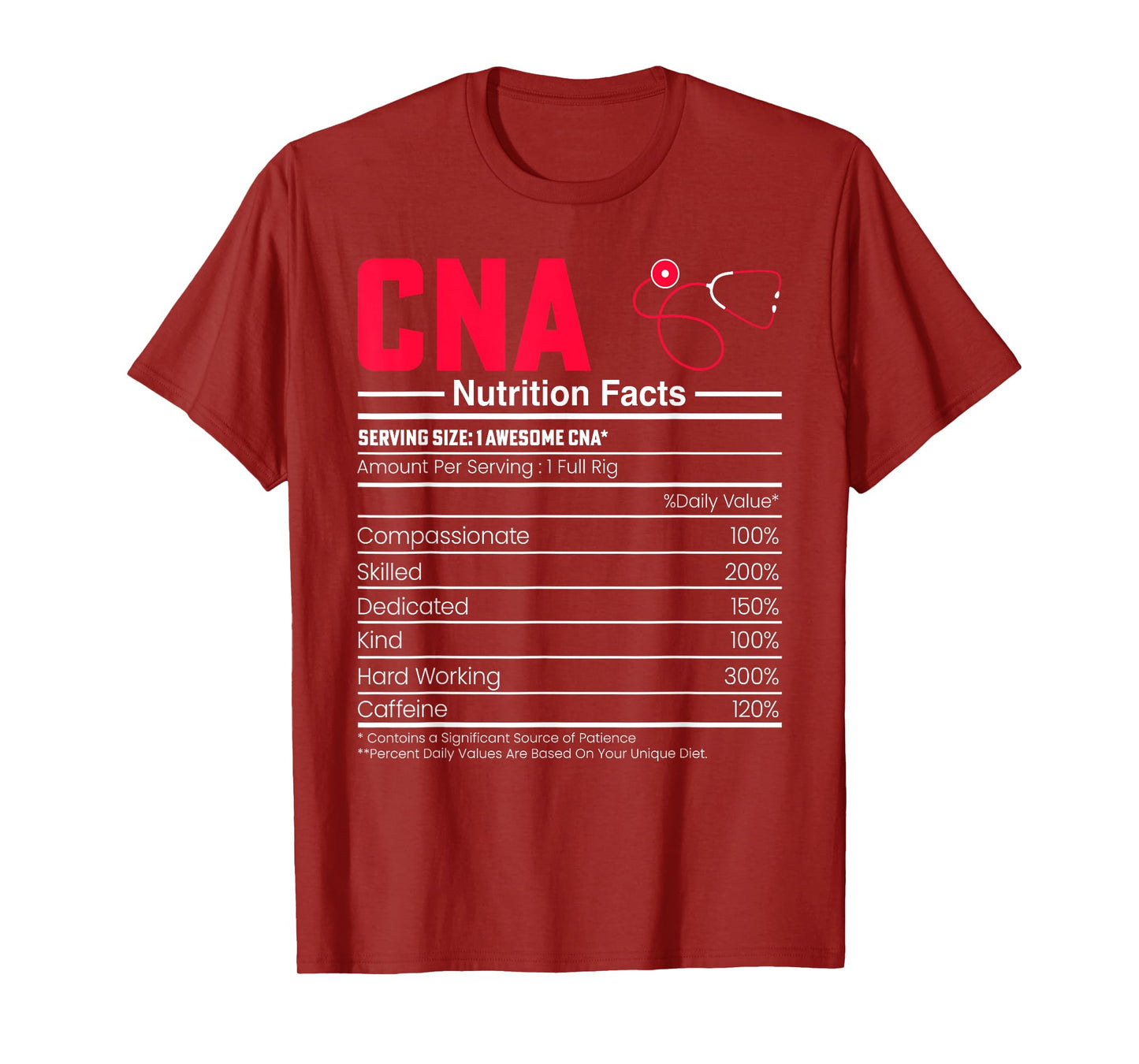 CNA Nutrition Facts - Funny Certified Nurse Assistant CNA T-Shirt
