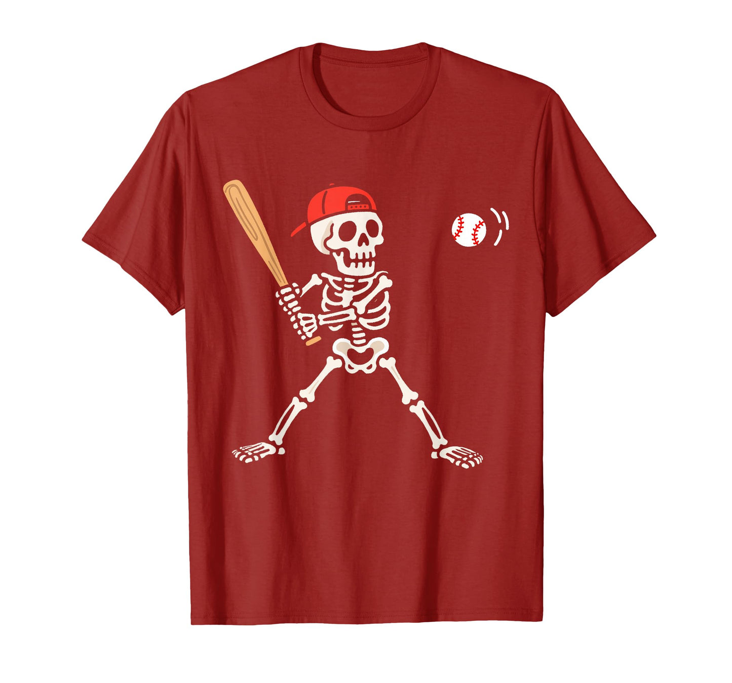 Spooky Skeleton Playing Baseball Halloween Sports Boys Kids T-Shirt