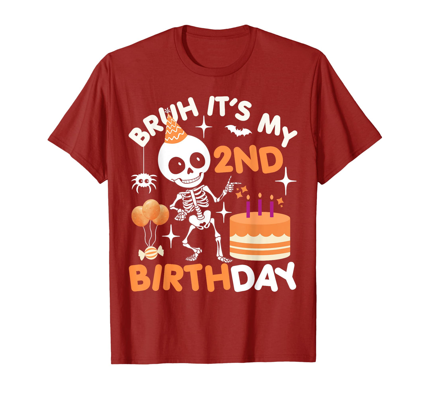 Funny Halloween Birthday Skeleton, Bruh It's My 2nd Birthday T-Shirt