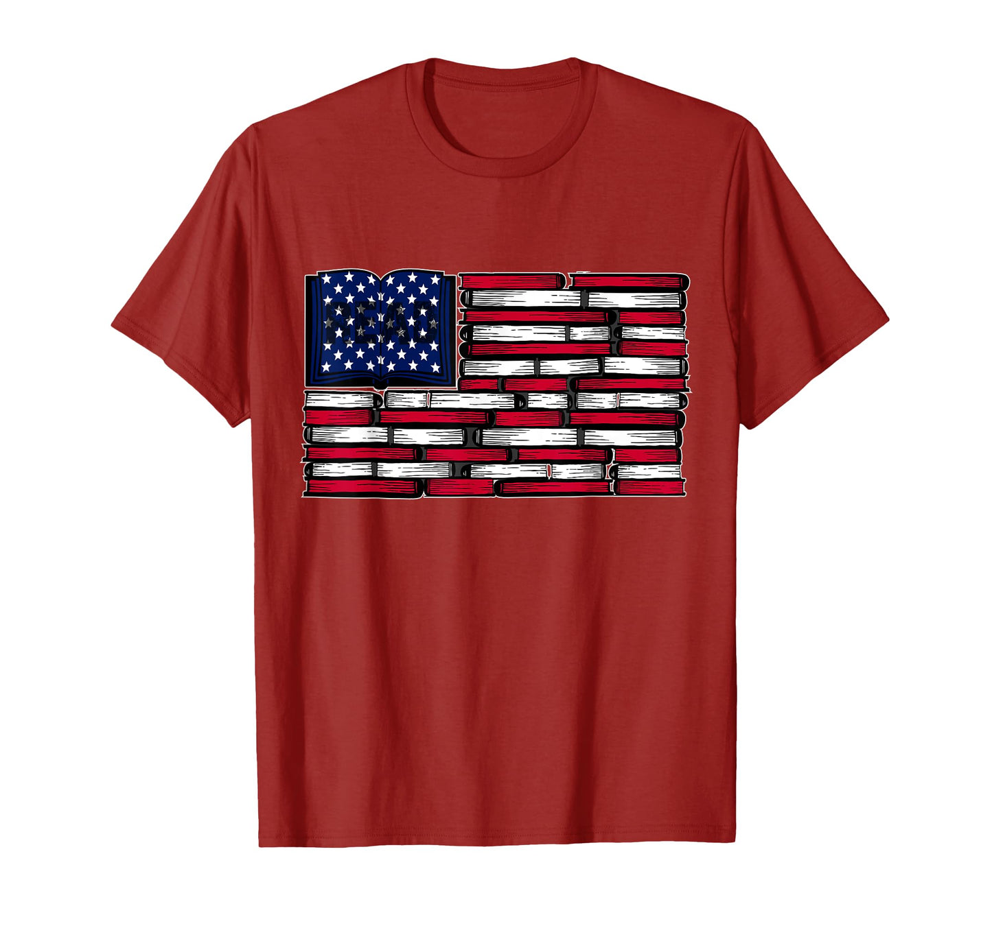America US Flag Books Library Reading For Book Lover Reader T-Shirt