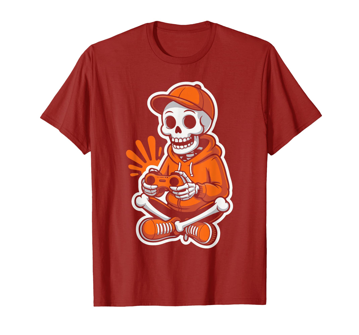 Cool Skeleton Gamer Video Gaming Night Funny Halloween Play T-Shirt