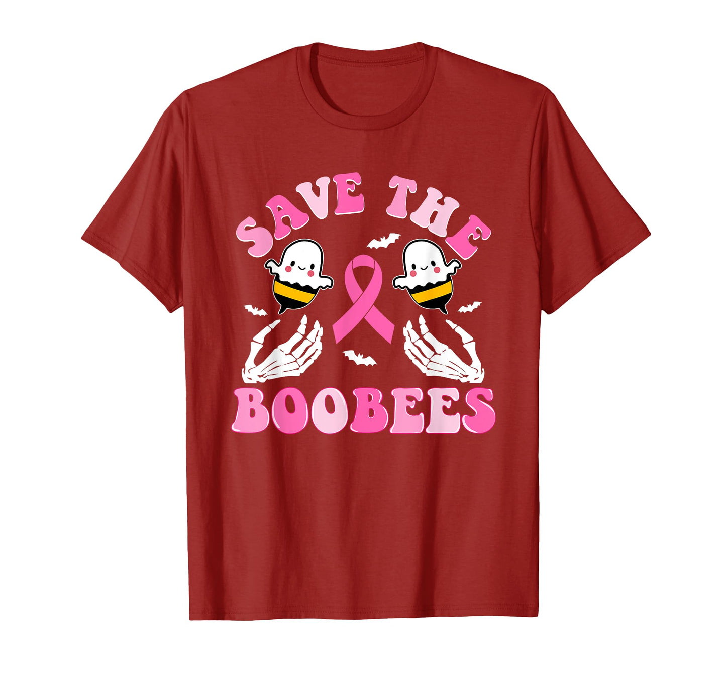 Skeleton Hand Save The Boo-Bees Halloween Breast Cancer T-Shirt