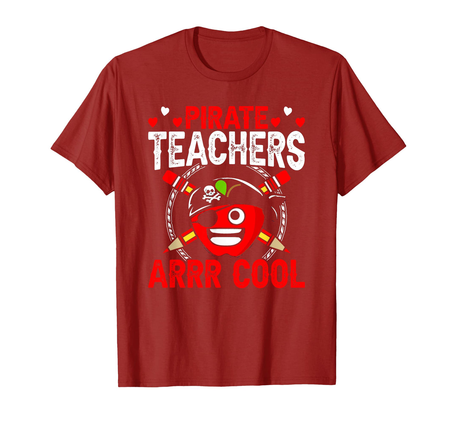 Pirate Teachers Arrr Cool Fun Teacher Pirate Apple Gift T-Shirt for Men Women