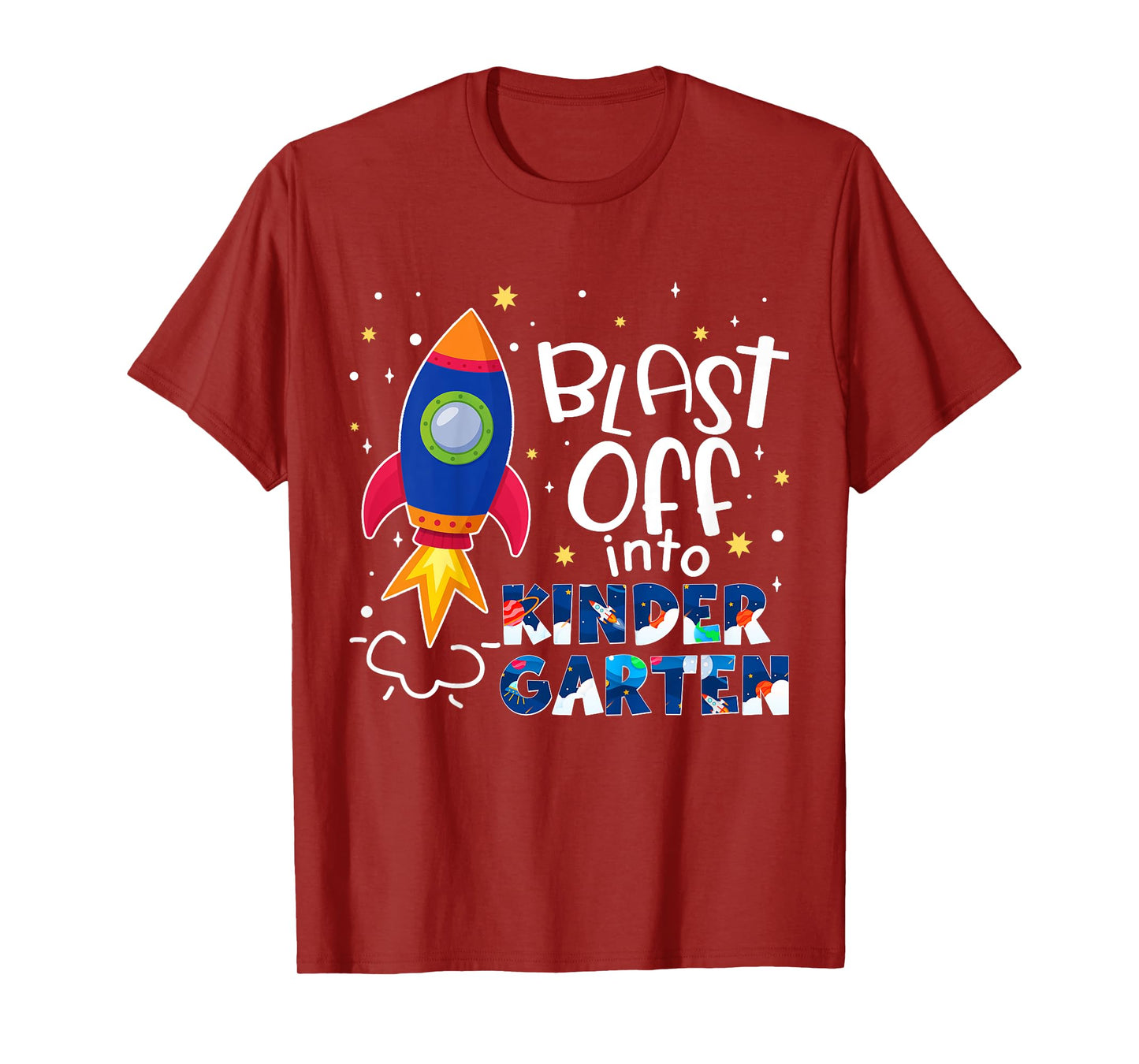 Kids Blast Of Into Kindergarten Spaceship First Day Of School Boy T-Shirt