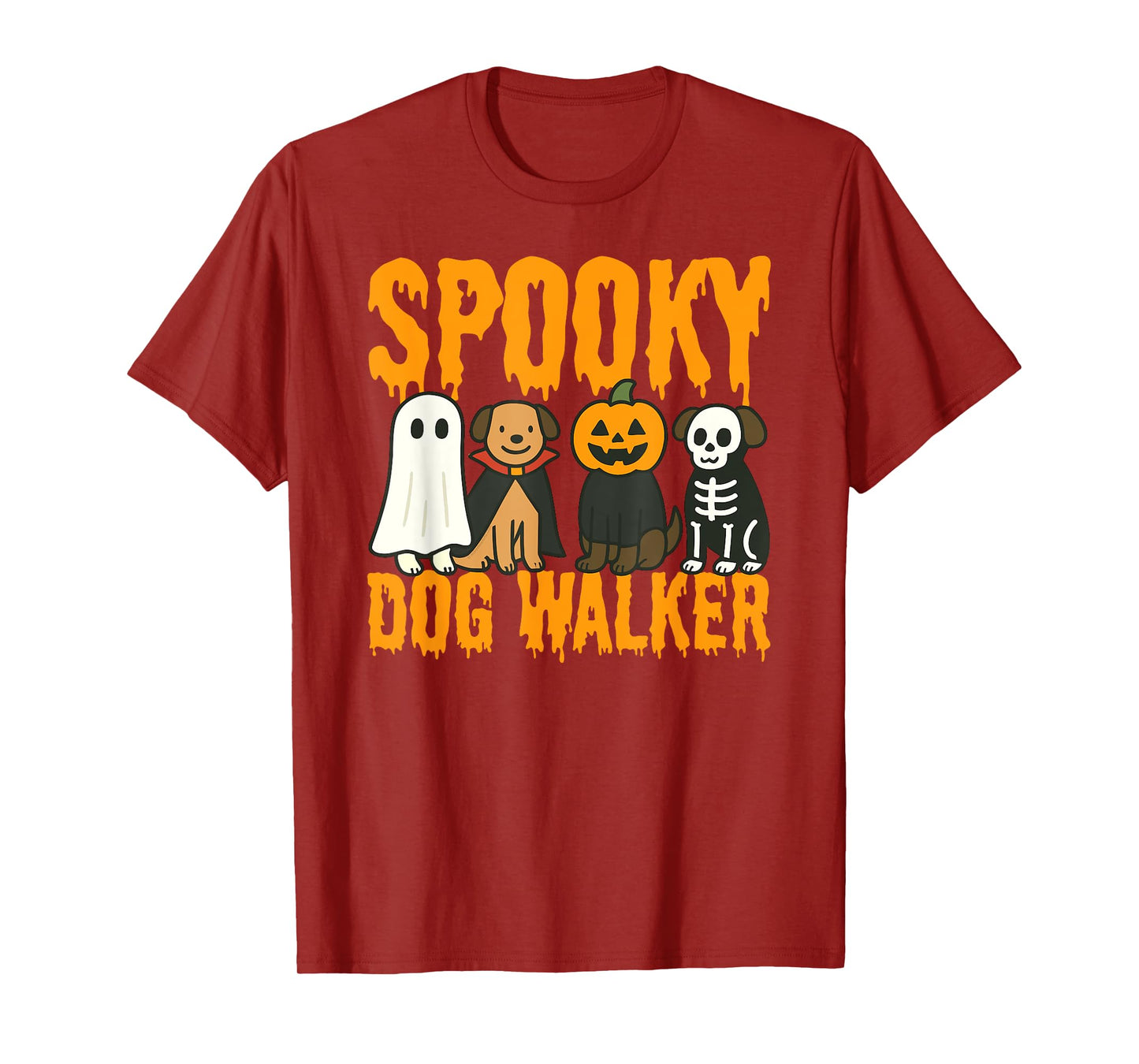 Spooky Dog Walker Halloween Costume Design T-Shirt