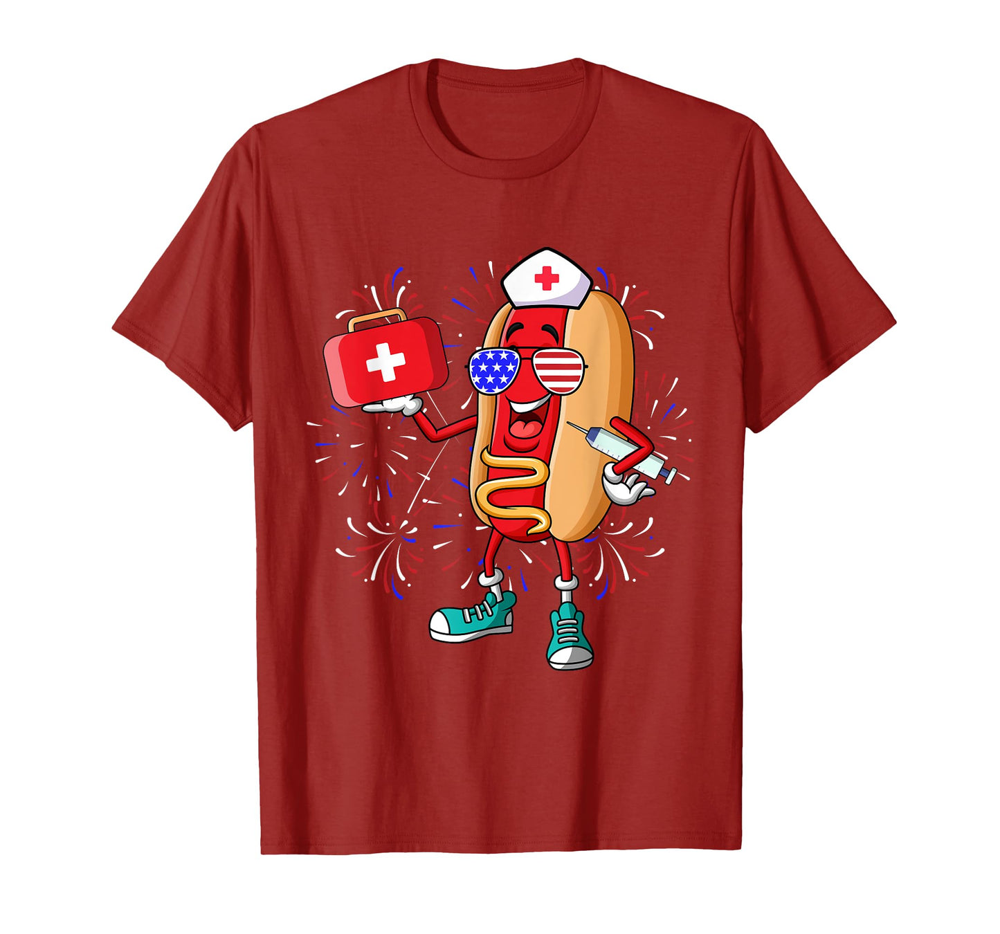 Nurse Anesthetists 4th Of July Funny American Hot Dog T-Shirt