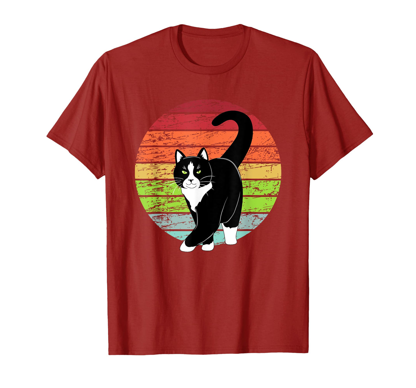 Retro Black Tuxedo Cat Lover Cat Kitty Lover - Green Eyes T-Shirt for Men Women Kids