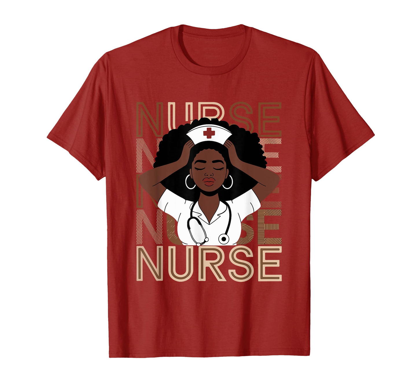 Black Strong Nurse Afro Girl Melanin African American Wowen T-Shirt