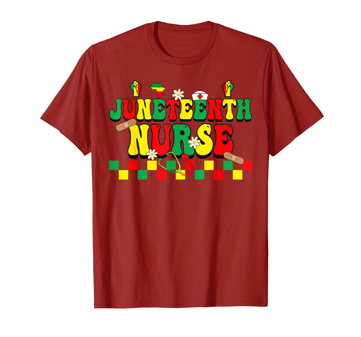 Juneteenth Black Nurse Retro 1865 Groovy Scrub Top Men Women T-Shirt