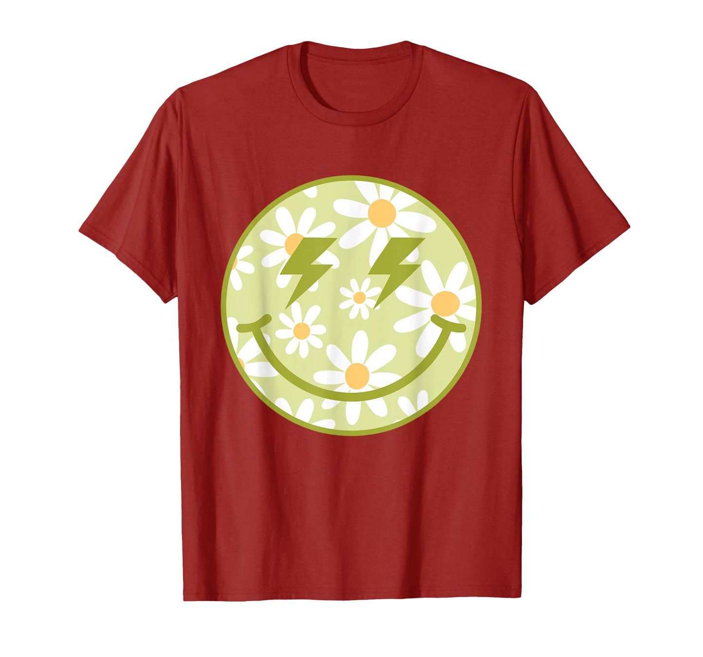 Retro Green Happy Face Checkered Pattern Smile Face Trendy T-Shirt