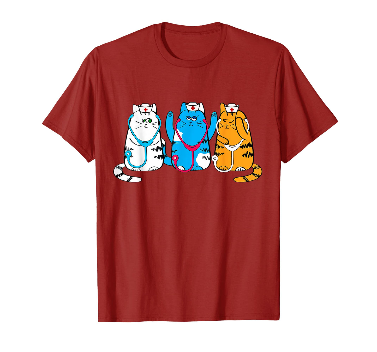 Nurse Cats Cute Nurse Practitioners with Stethoscope Art T-Shirt