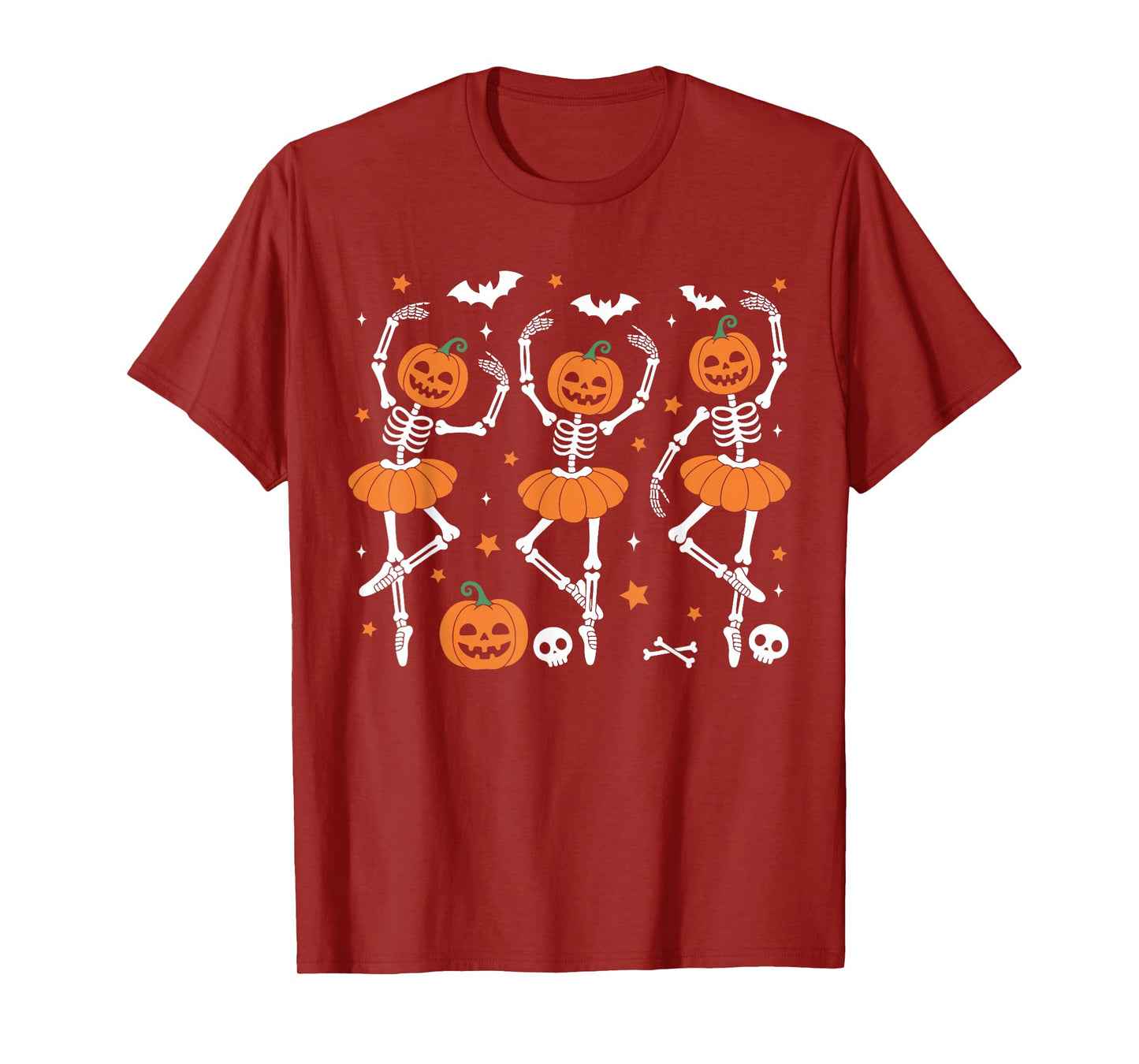 Ballet Pumpkin Skeleton Scary Halloween Men Women Boys Girl T-Shirt