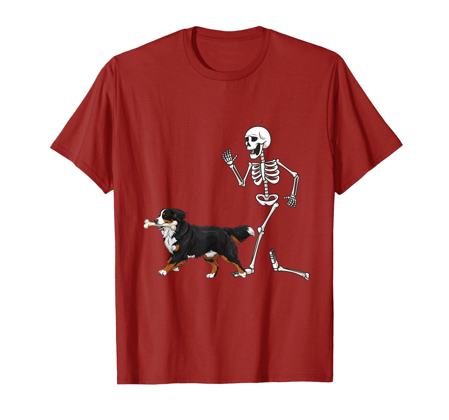 Funny Halloween Bernese Mountain Dog and Skeleton T-Shirt