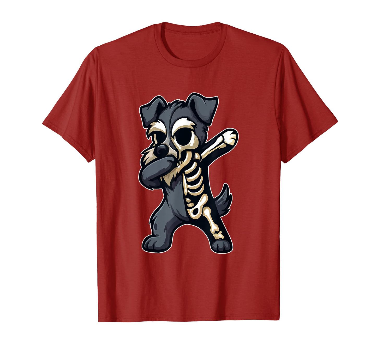 Dabbing Schnauzer Half Skeleton Halloween Costume Owner T-Shirt