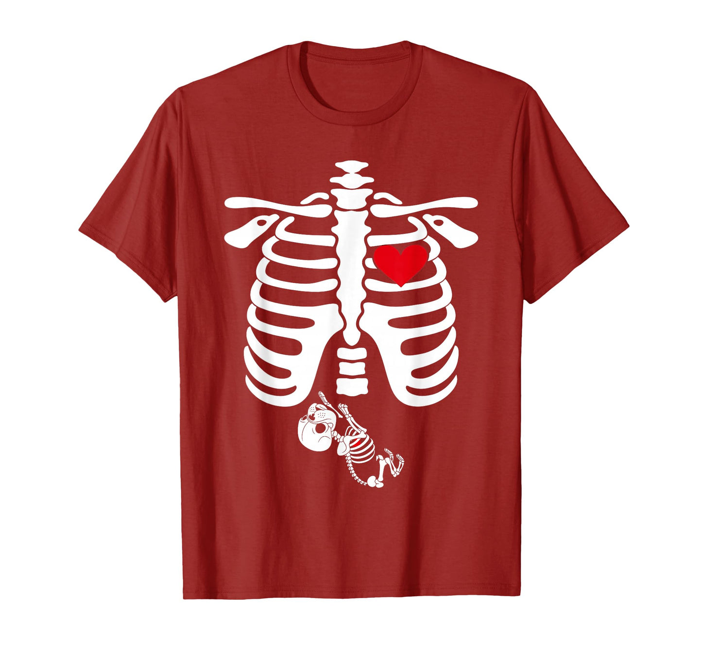 Skeleton Pregnancy Announcement English Bulldog Halloween T-Shirt
